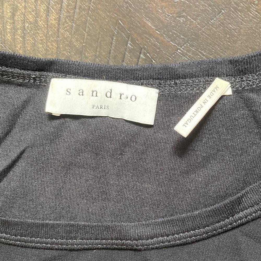 Sandro Black Tee with Multicolor Beaded 'CUBA' - Picture 2 of 3